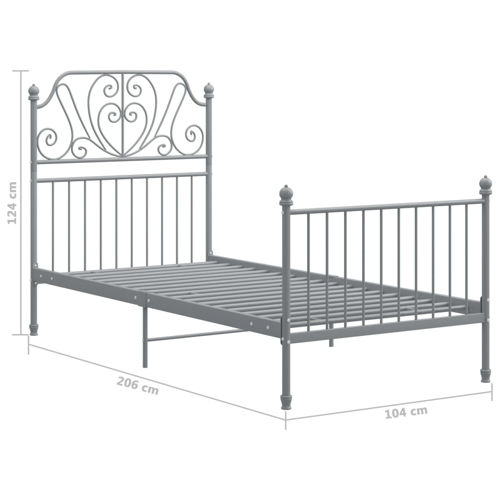 Bedframe metaal grijs 100x200 cm