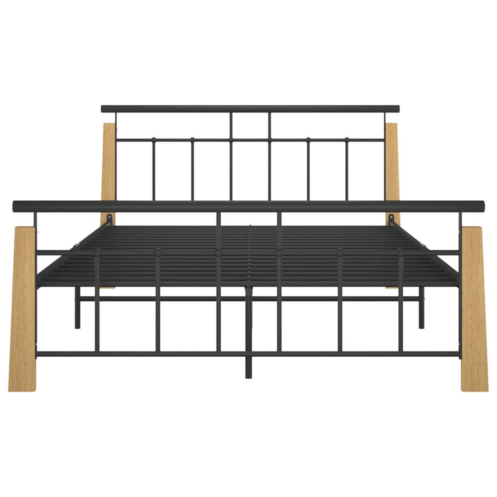 Bedframe metaal en massief eikenhout 140x200 cm