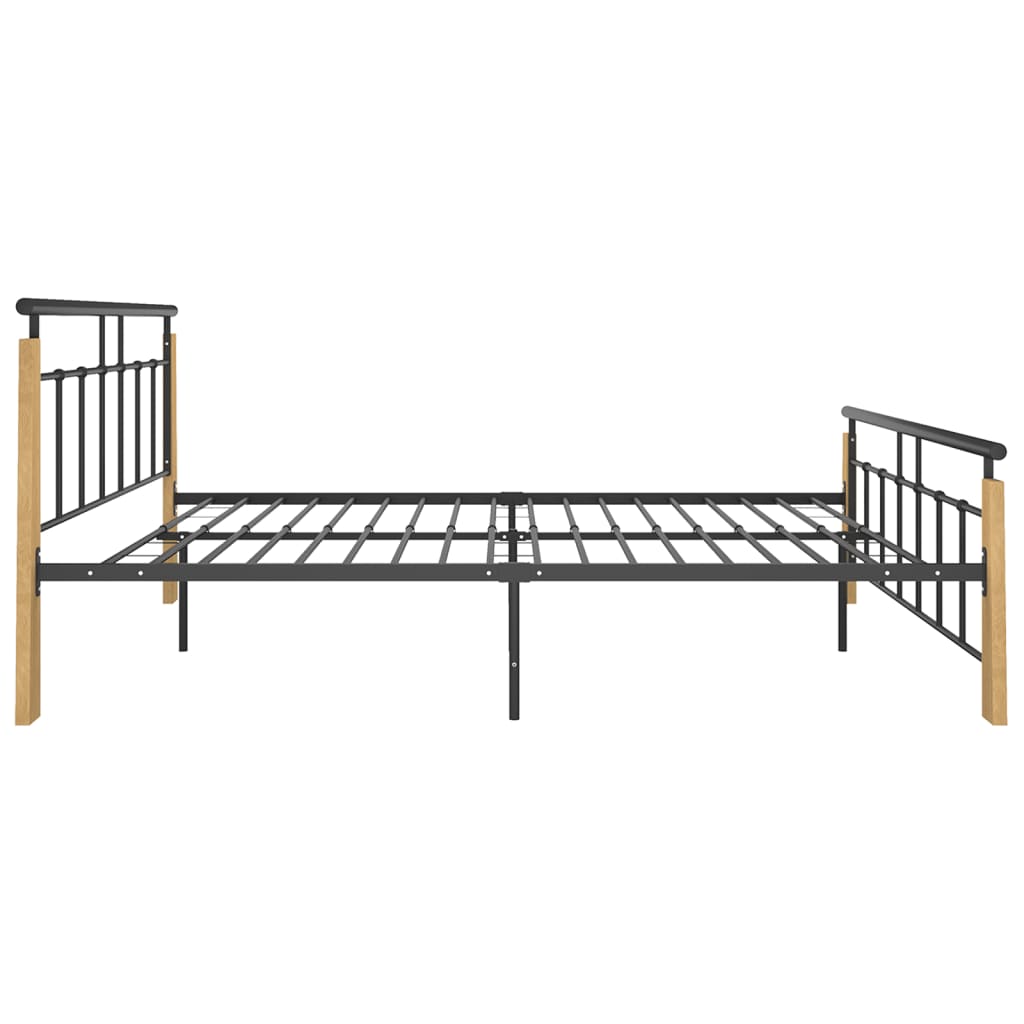 Bedframe metaal en massief eikenhout 140x200 cm