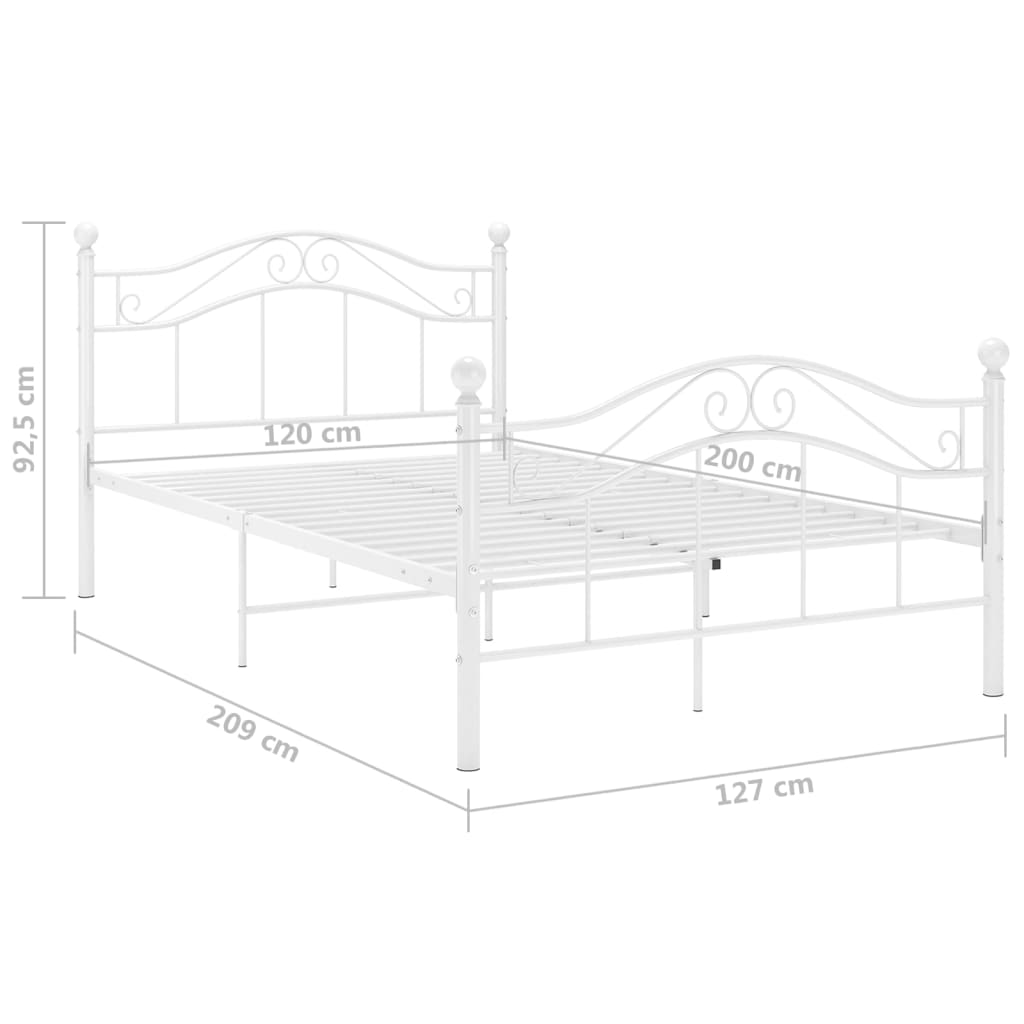 Bedframe metaal wit 120x200 cm