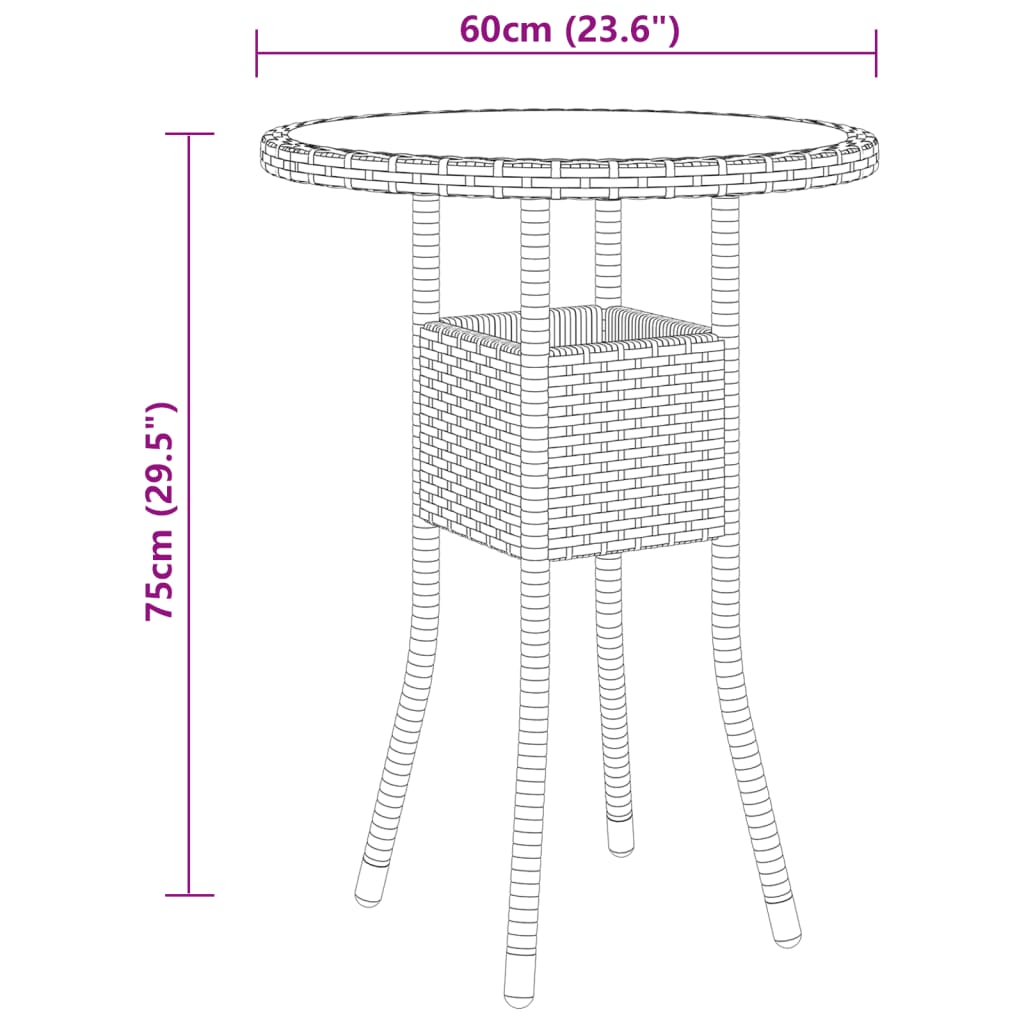 3-delige Tuinset poly rattan beige