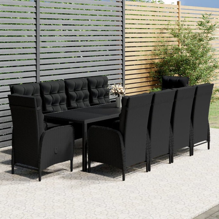 11-delige Tuinset poly rattan zwart