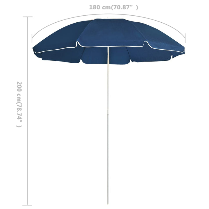 Parasol met stalen paal 180 cm blauw