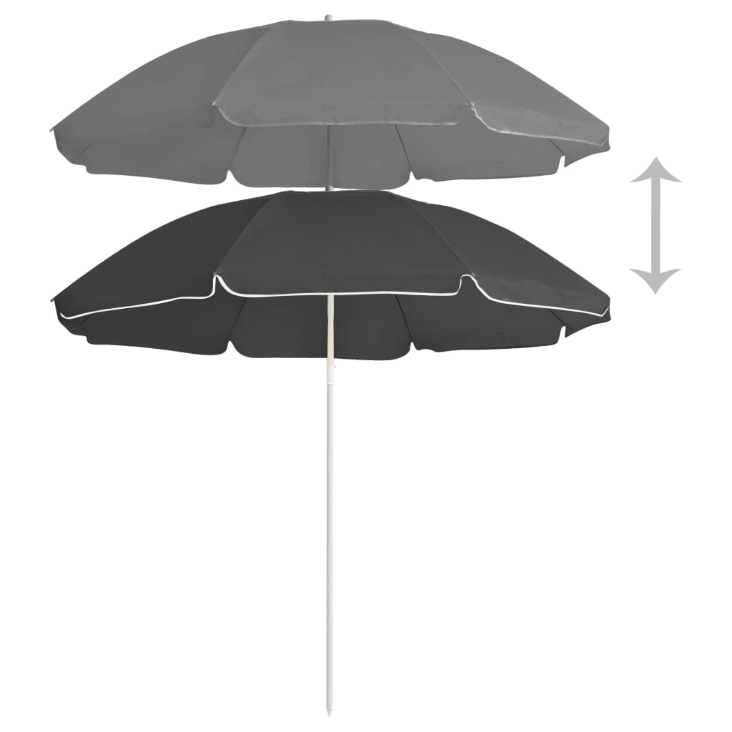 Parasol met stalen paal 180 cm antracietkleurig