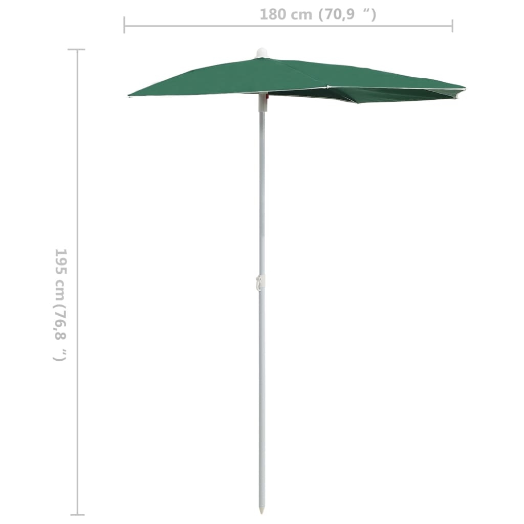 Parasol half met paal 180x90 cm groen