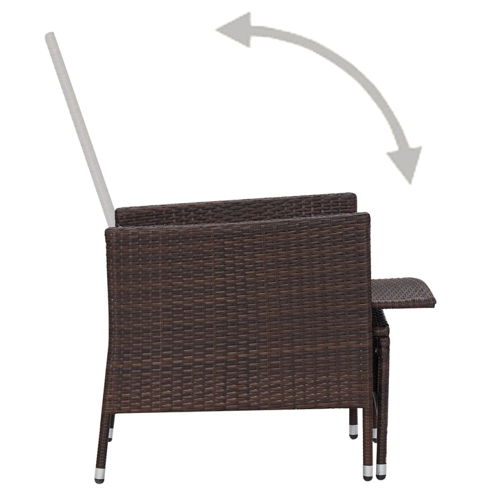 3-delige Loungeset met kussens poly rattan bruin