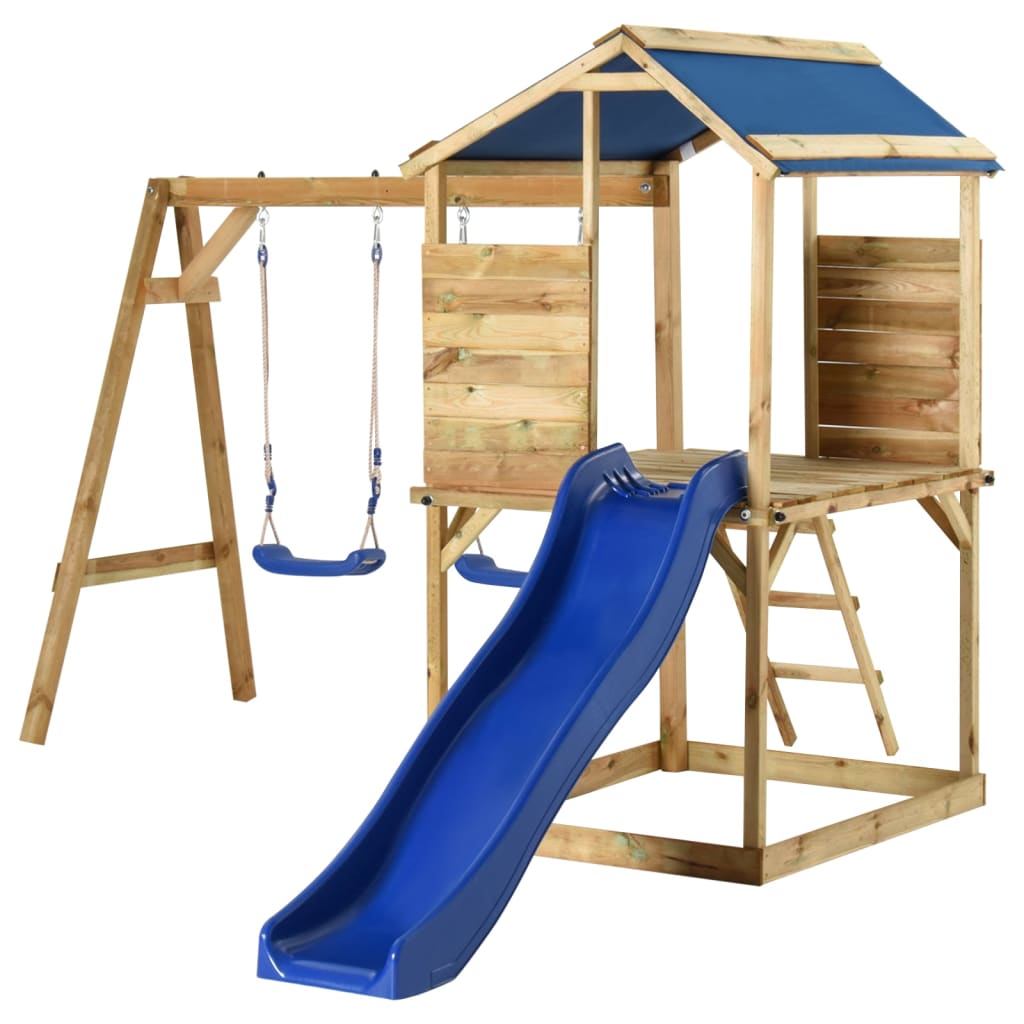 Speelhuis met schommels en ladder geïmpregneerd grenenhout