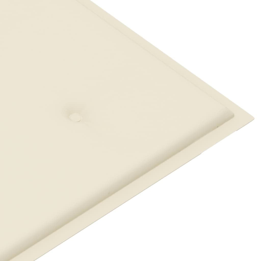 Tuinbank met crèmekleurig kussen 112 cm massief teakhout