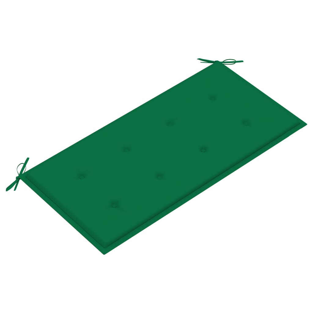 Tuinbank met groen kussen 112 cm massief teakhout