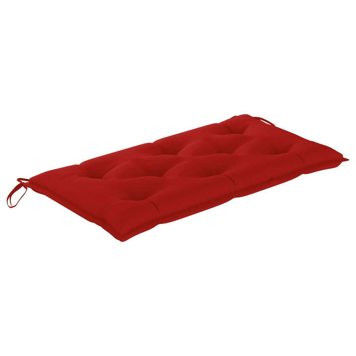Tuinbank met rood kussen 112 cm massief teakhout