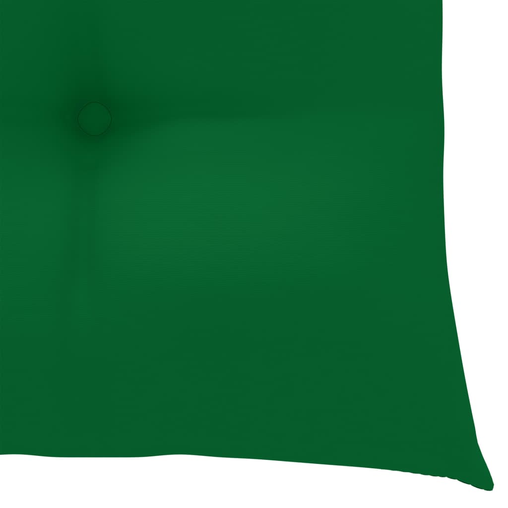 Schommelstoel met groen kussen massief teakhout