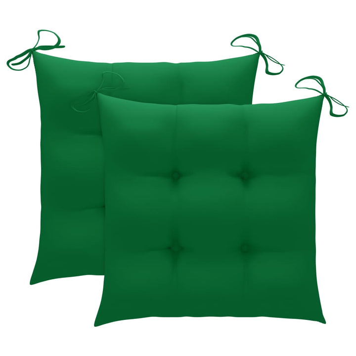 3-delige Bistroset met groene kussens massief teakhout