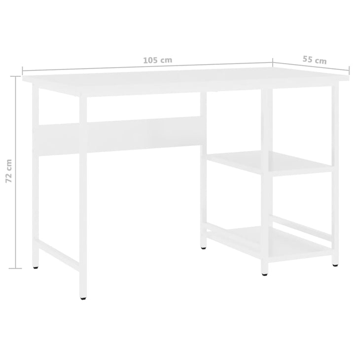 Computerbureau 105x55x72 cm MDF en metaal wit