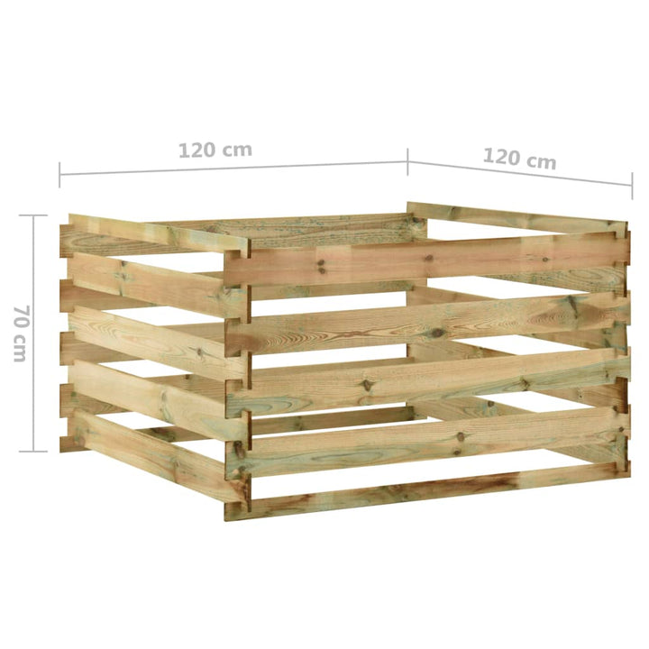 Tuincompostbak gelat 120x120x70 cm geïmpregneerd grenenhout