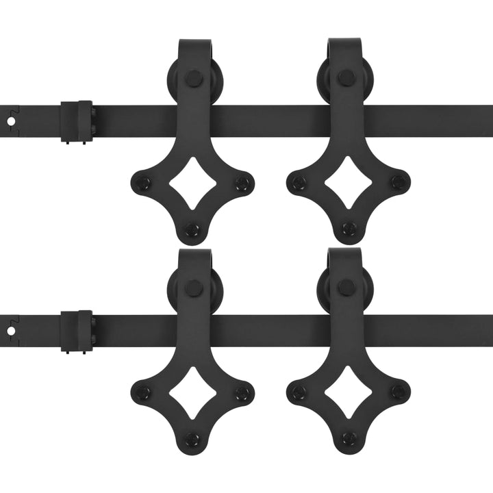 Hardwaresets voor schuifdeuren 2 st 200 cm staal zwart