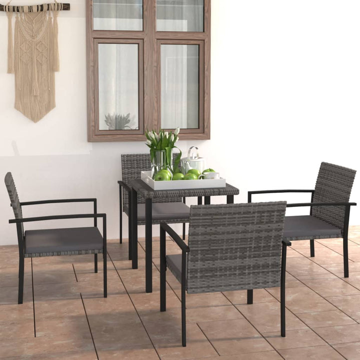 5-delige Tuinset poly rattan grijs