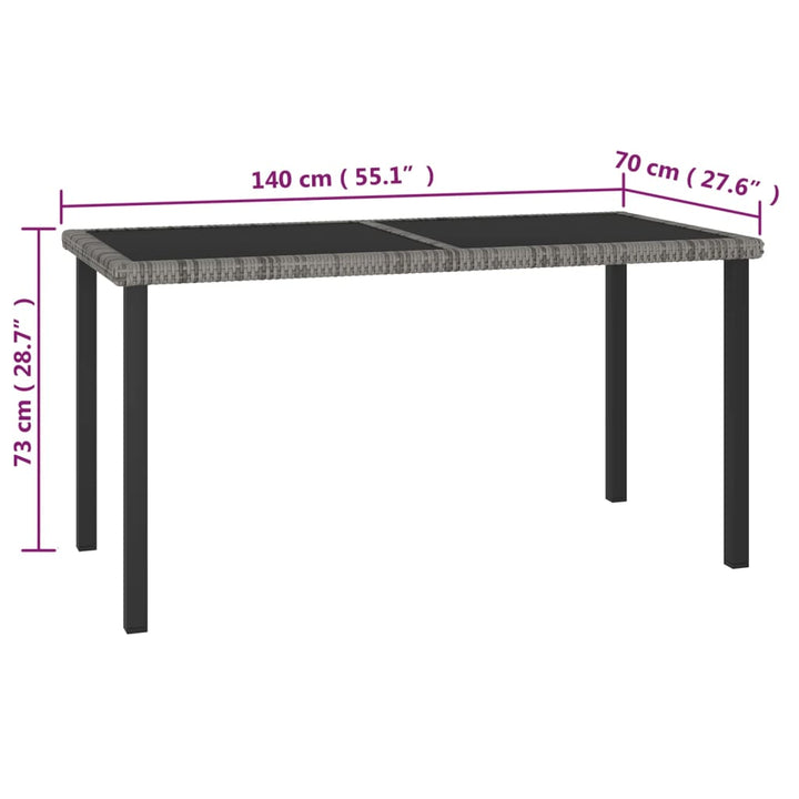 7-delige Tuinset poly rattan grijs