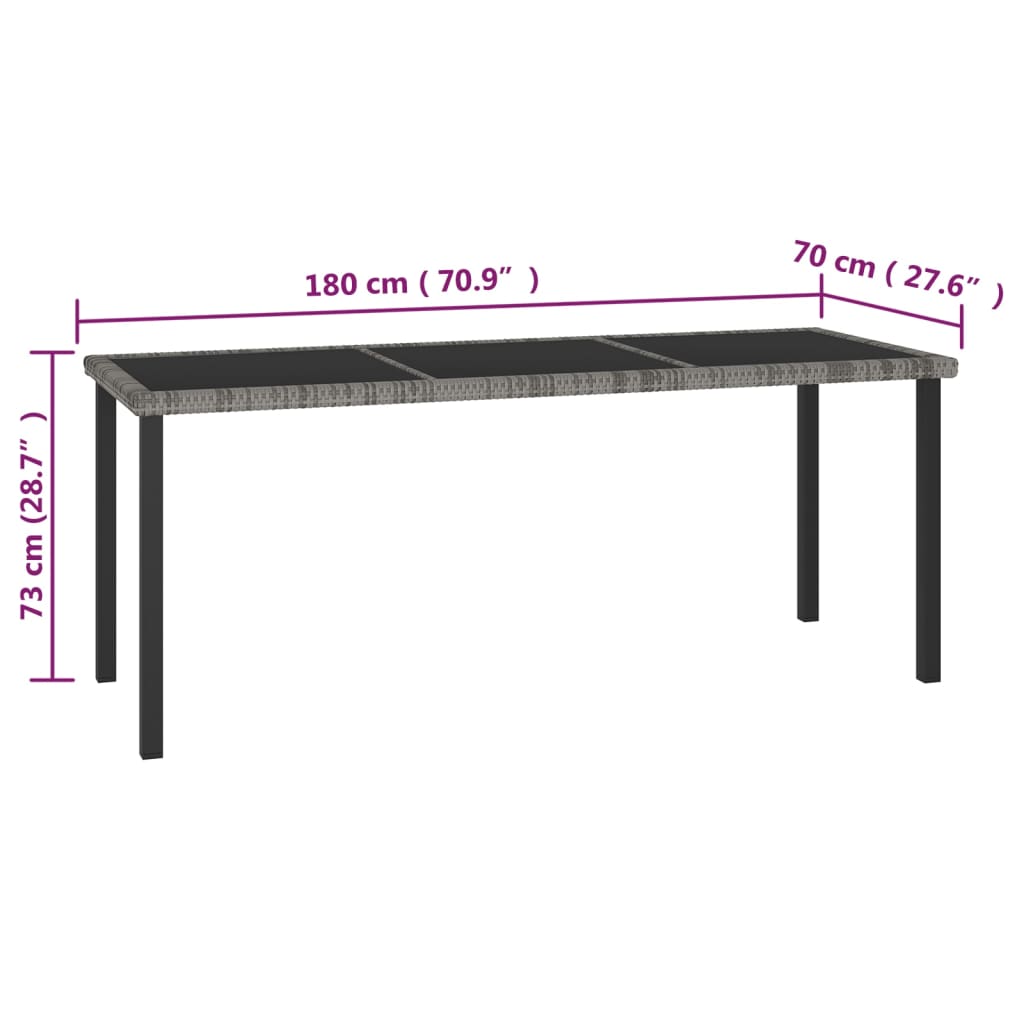 7-delige Tuinset poly rattan grijs