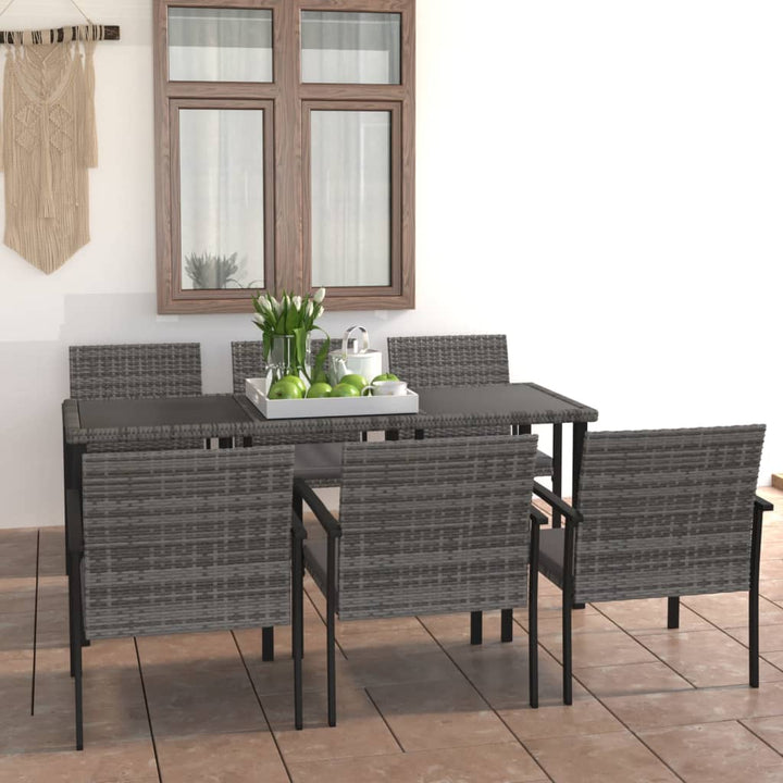 7-delige Tuinset poly rattan grijs