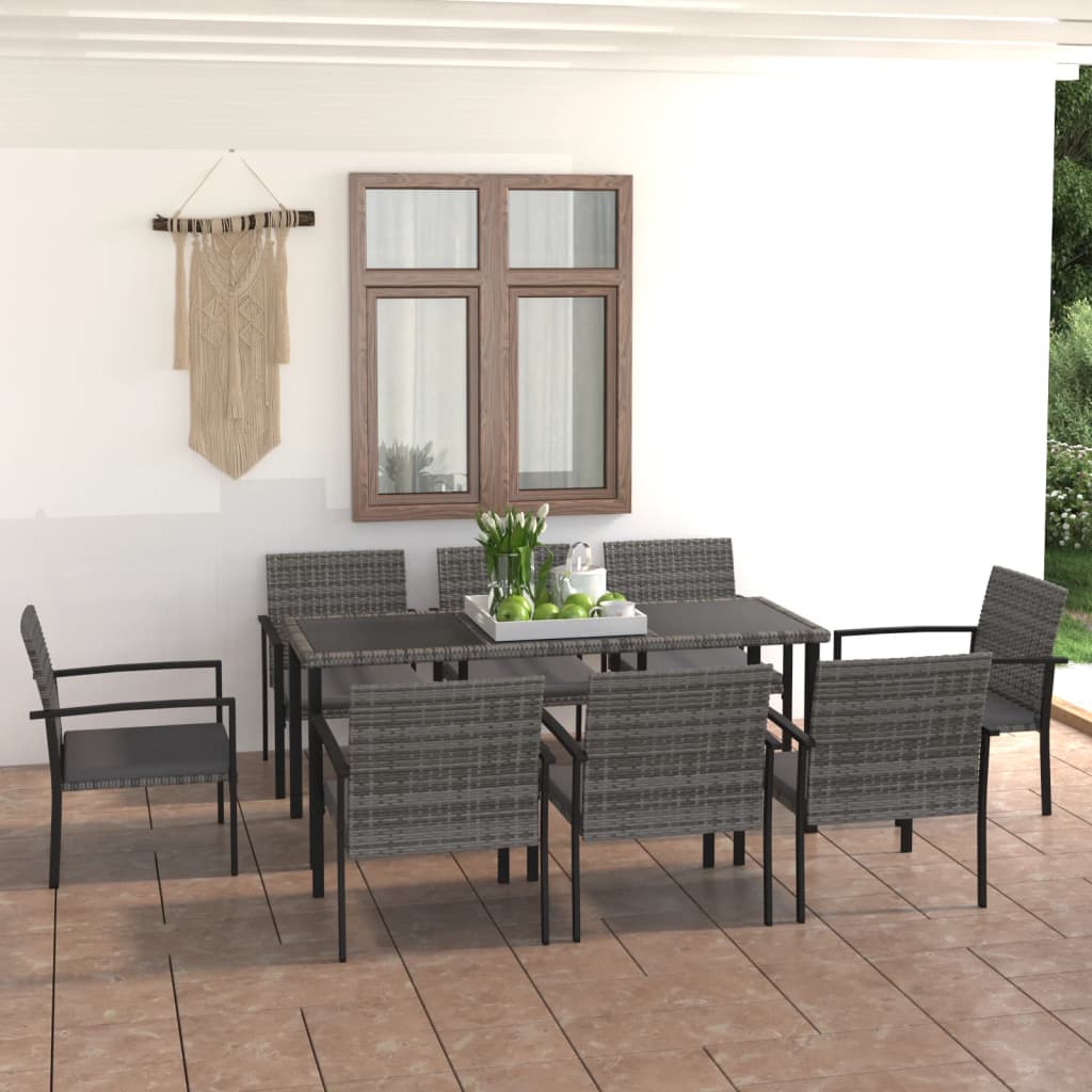 9-delige Tuinset poly rattan grijs