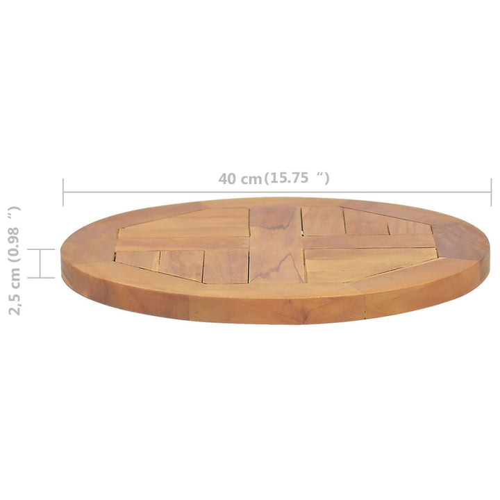 Tafelblad rond 2,5 cm 40 cm massief teakhout