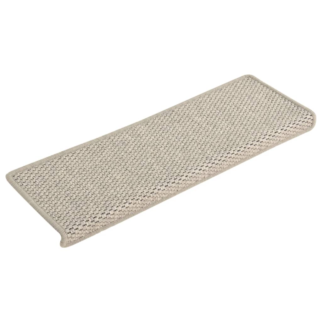 Trapmatten zelfklevend 15 st sisal-look 65x25 cm zilverkleurig