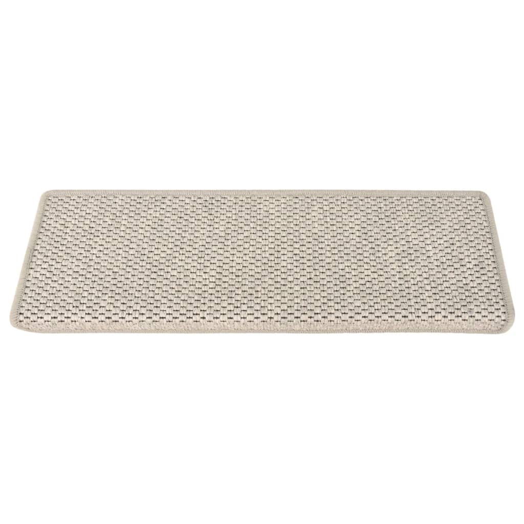 Trapmatten zelfklevend 15 st sisal-look 65x25 cm zilverkleurig