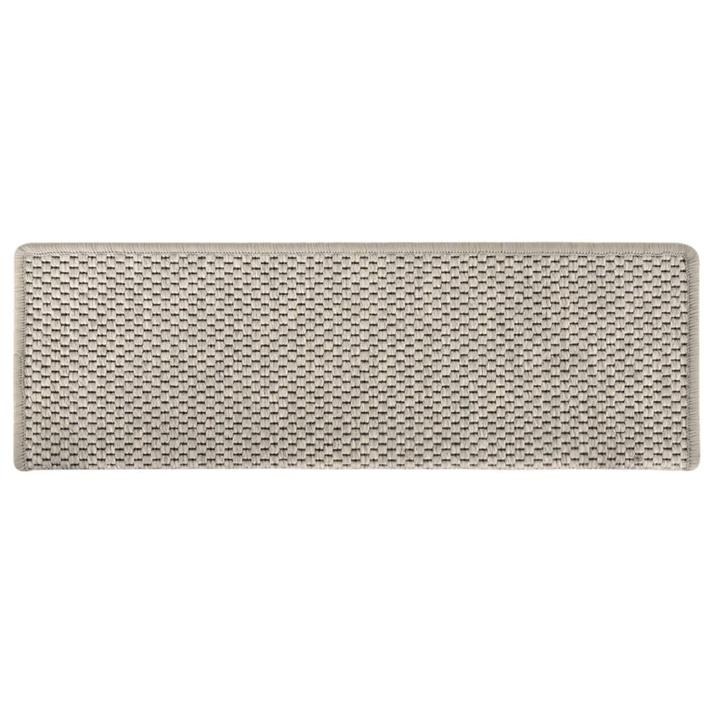 Trapmatten zelfklevend 15 st sisal-look 65x25 cm zilverkleurig