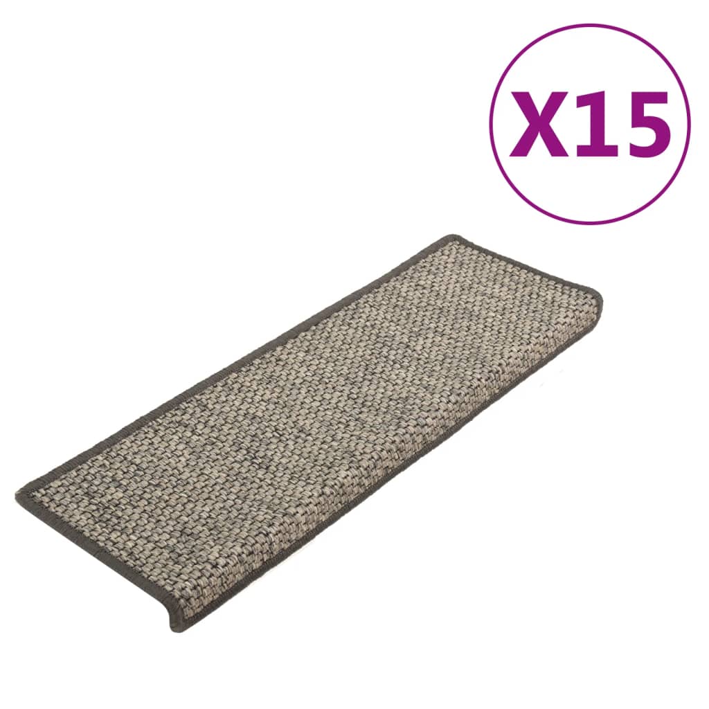 Trapmatten zelfklevend 15 st sisal-look 65x25 cm grijs en beige