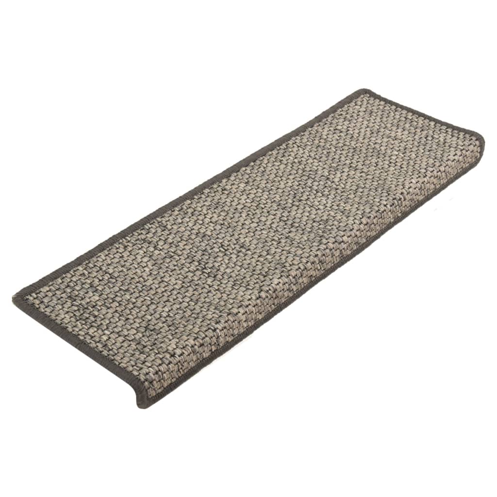 Trapmatten zelfklevend 15 st sisal-look 65x25 cm grijs en beige