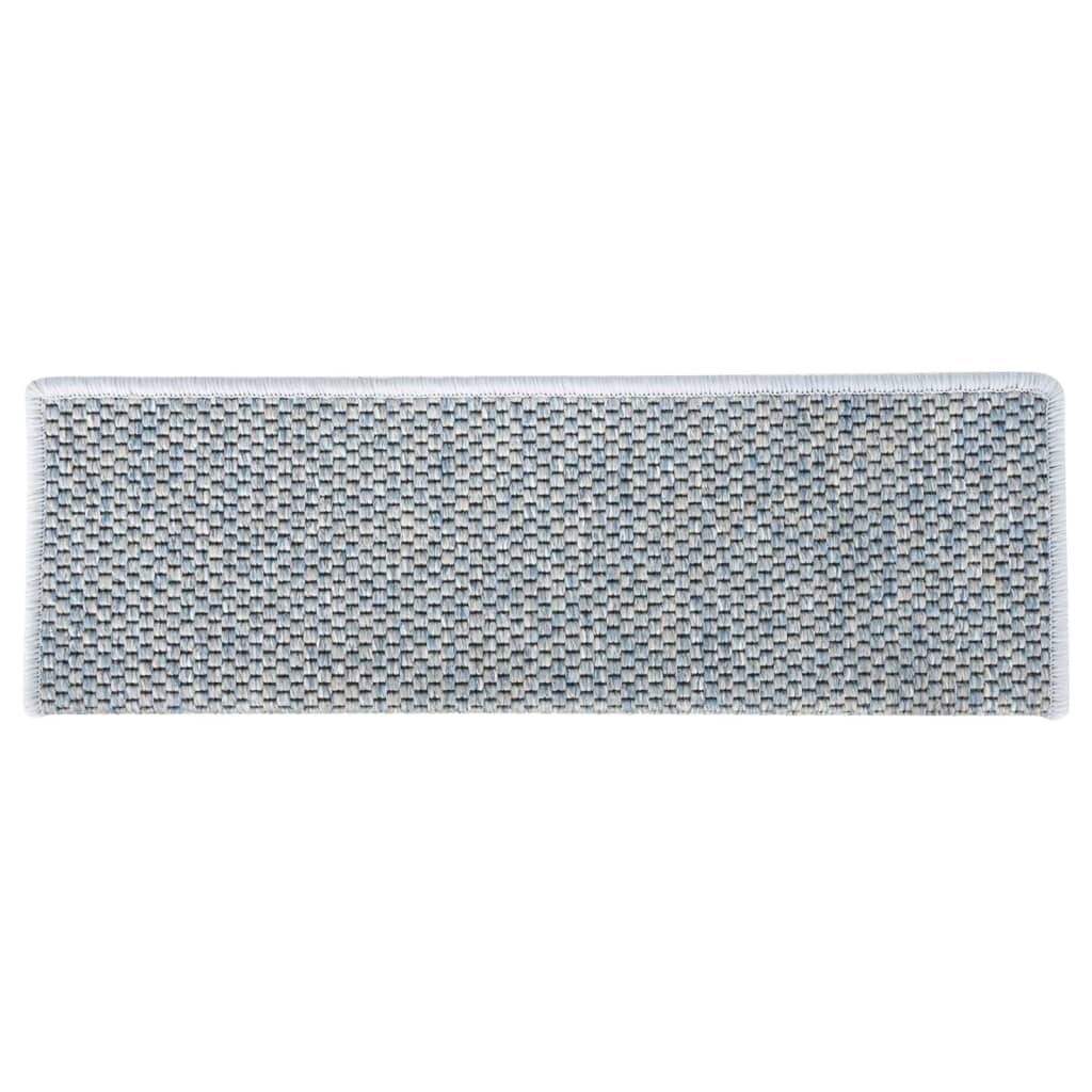 Trapmatten zelfklevend 15 st sisal-look 65x25 cm blauw