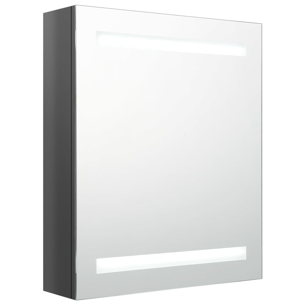 Badkamerkast met spiegel en LED 50x14x60 cm glanzend grijs