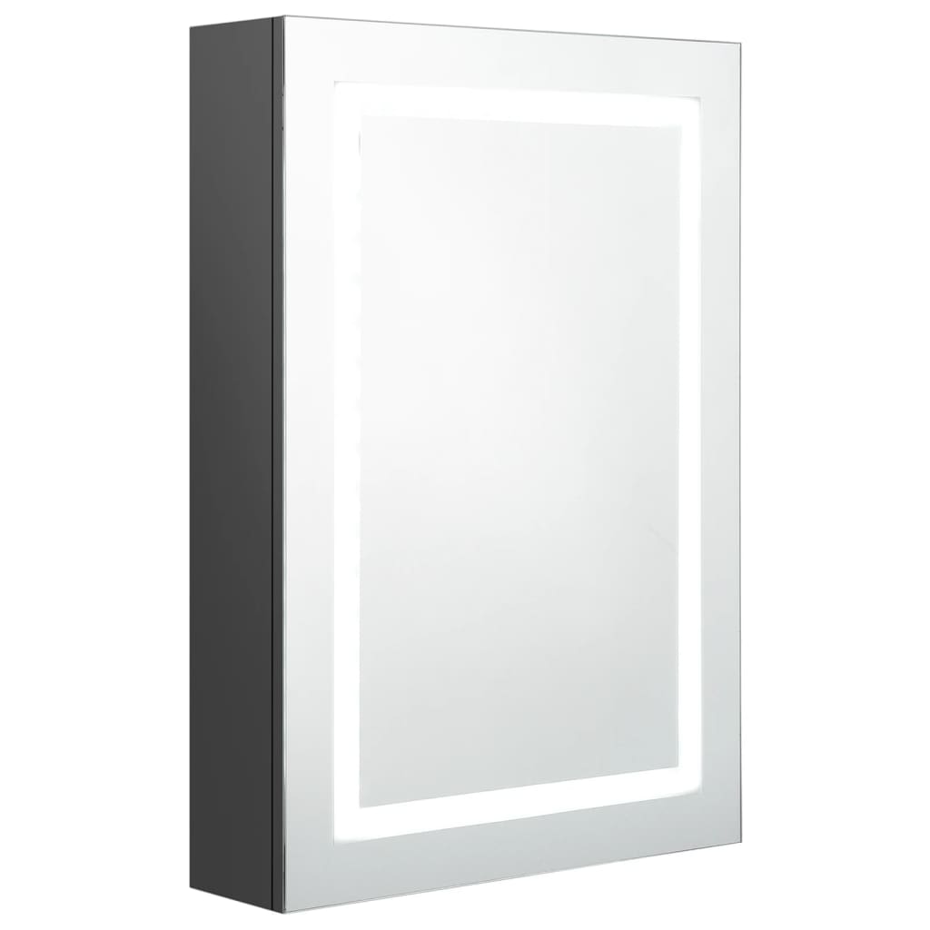 Badkamerkast met spiegel en LED 50x13x70 cm grijs