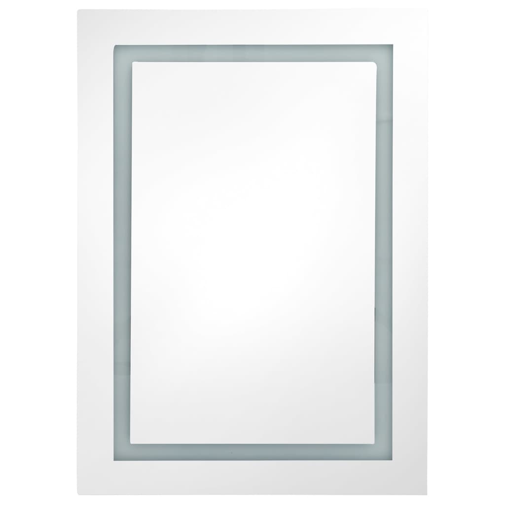Badkamerkast met spiegel en LED 50x13x70 cm glanzend wit