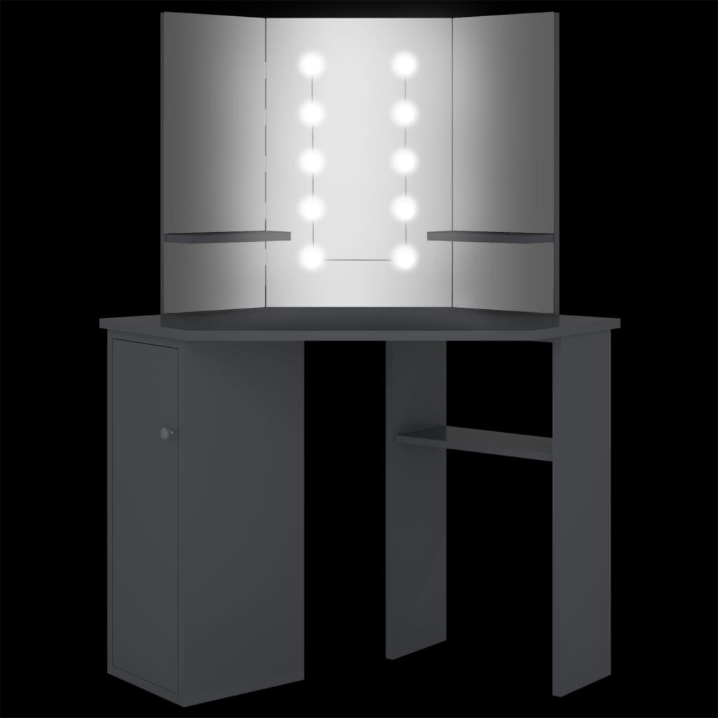 Hoekkaptafel met LED 111x54x141,5 cm grijs