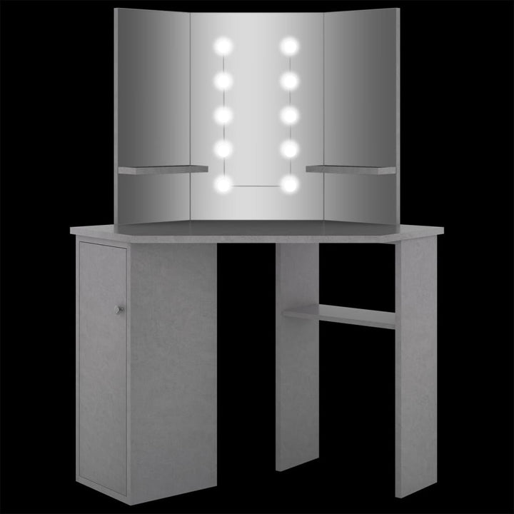 Hoekkaptafel met LED 111x54x141,5 cm betongrijs