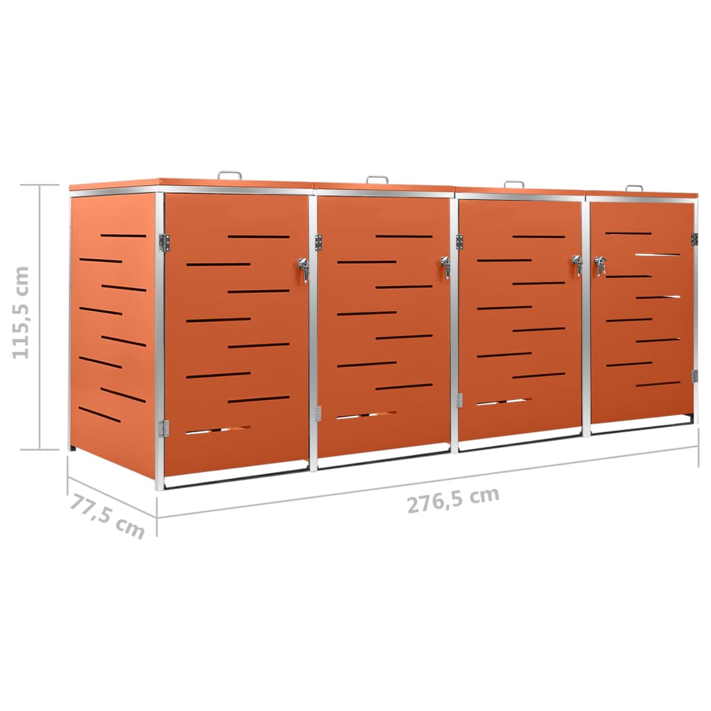 Containerberging vierdubbel 276,5x77,5x115,5 cm roestvrij staal