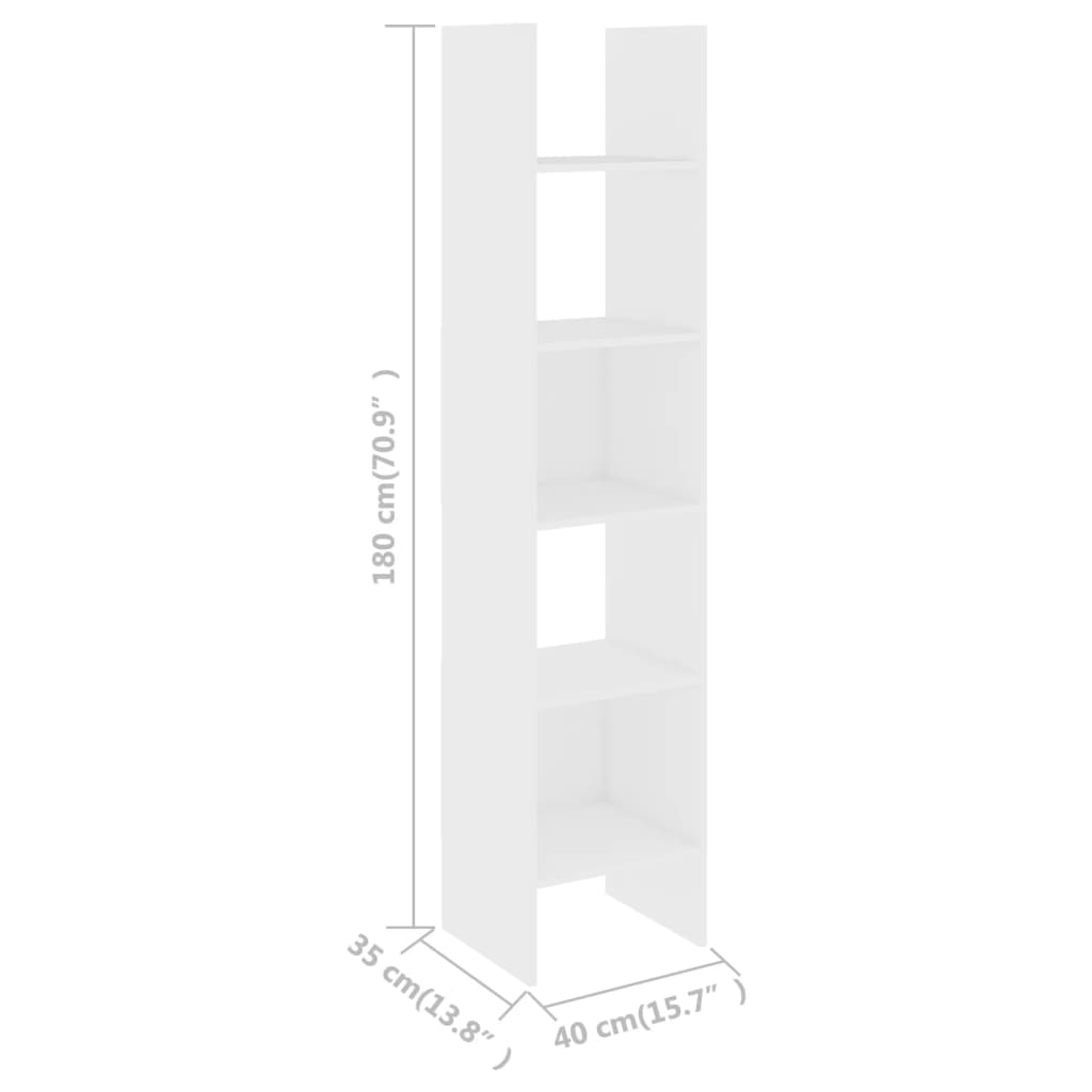 Boekenkast 40x35x180 cm bewerkt hout wit