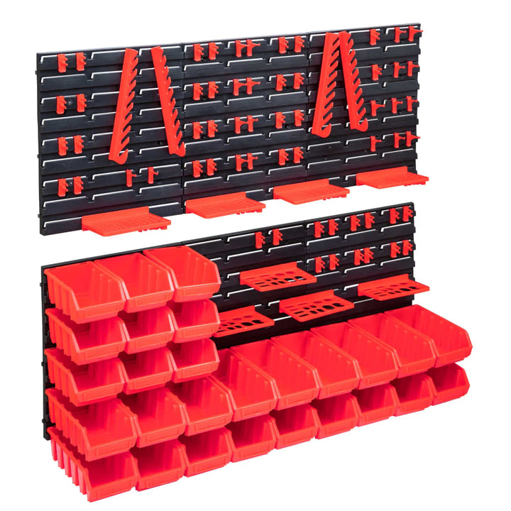 103-delige Opslagbakkenset met wandpanelen rood en zwart