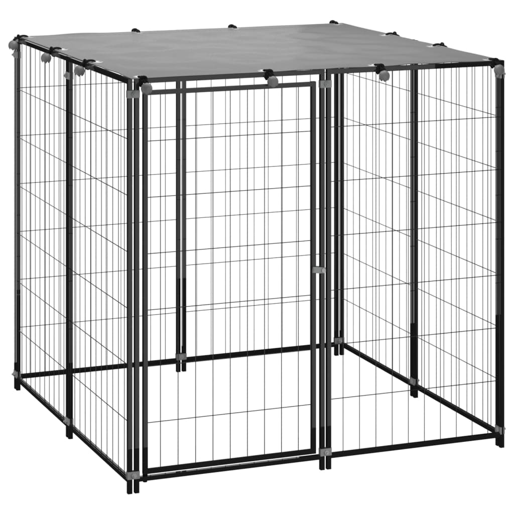 Hondenkennel 110x110x110 cm staal zwart