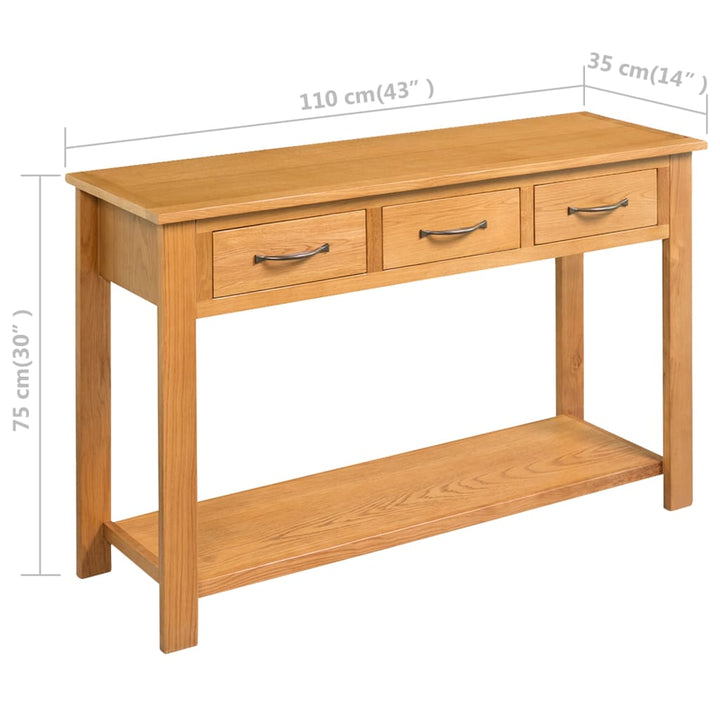 Wandtafel 110x35x75 cm massief eikenhout