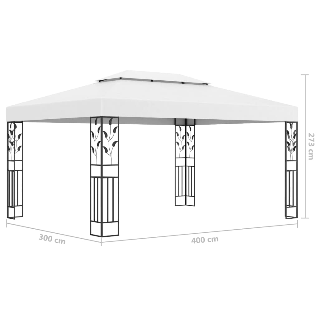 Prieel met dubbel dak en lichtslinger 3x4 m wit