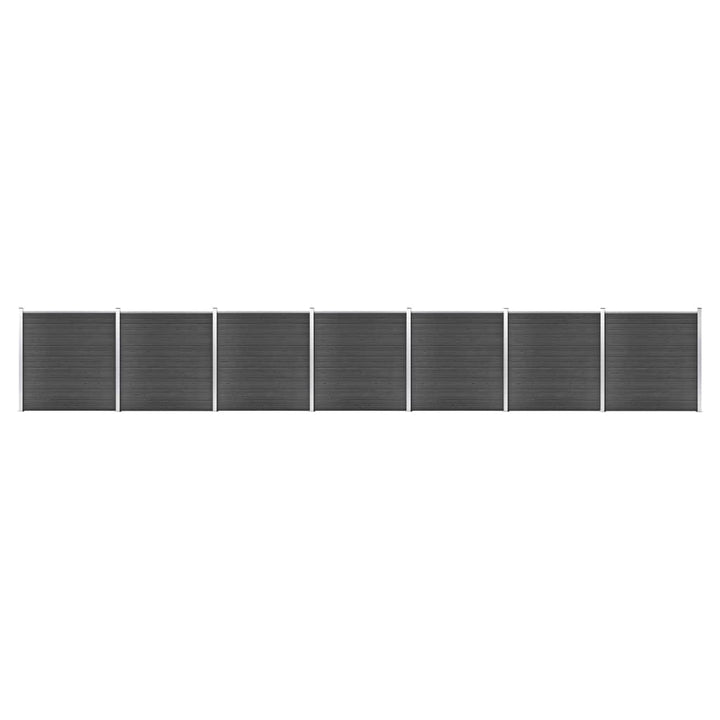 Schuttingpanelenset 1218x186 cm HKC zwart