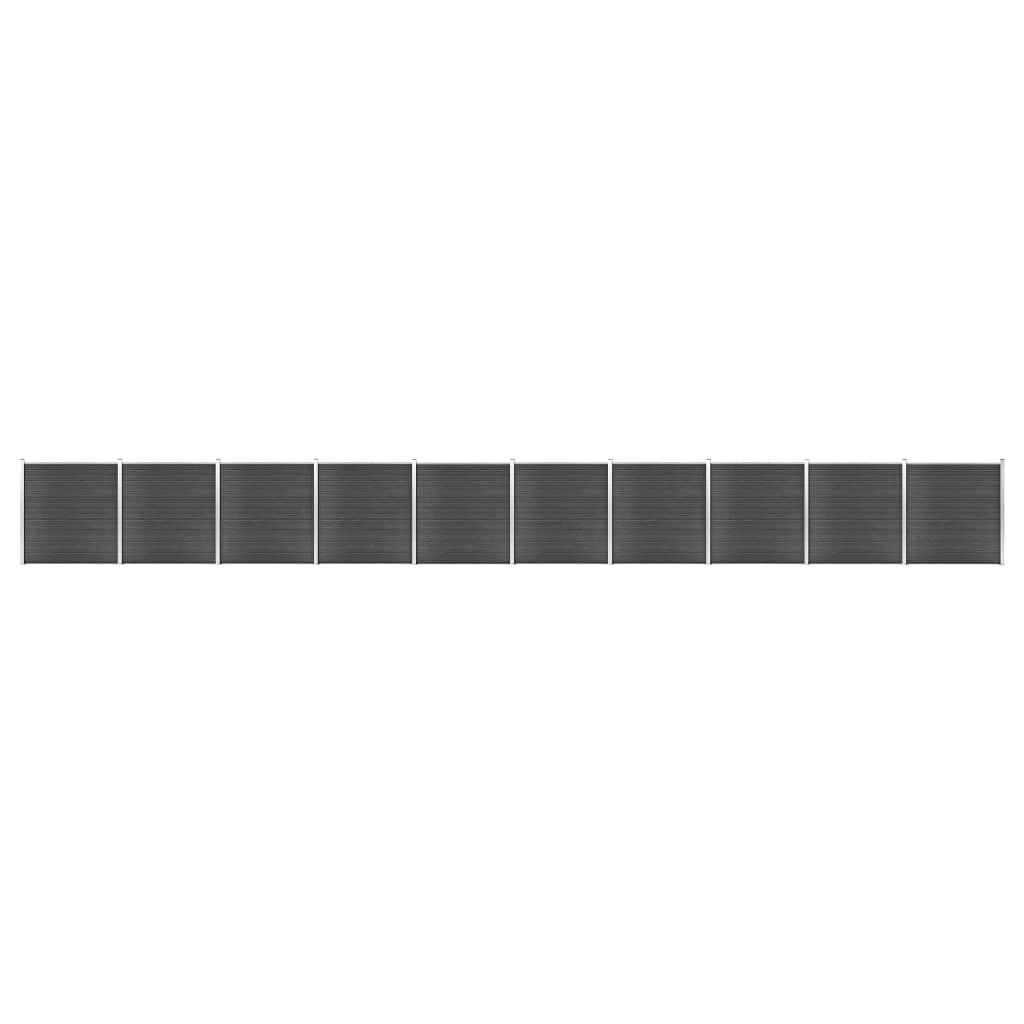 Schuttingpanelenset 1737x186 cm HKC zwart