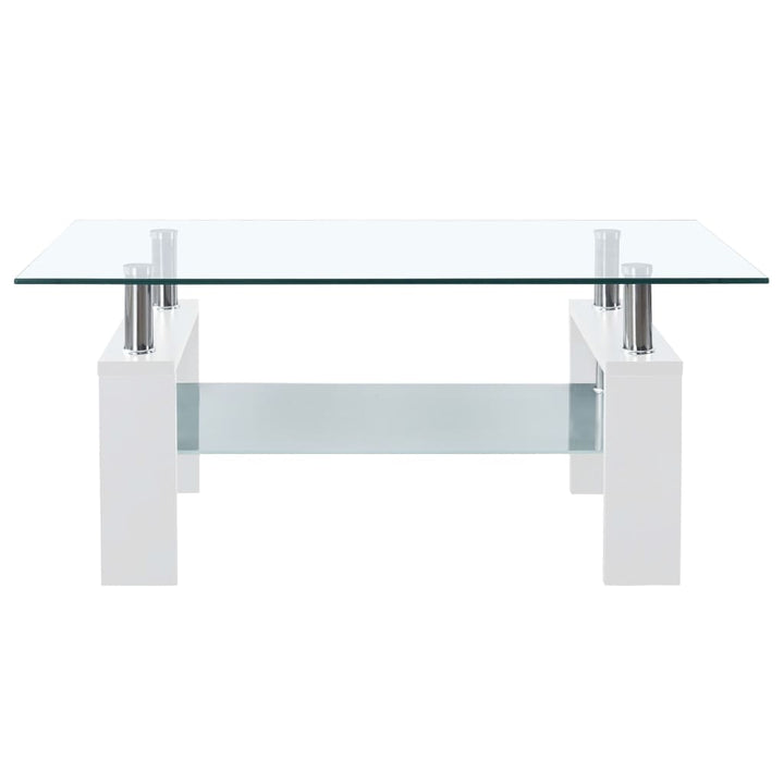 Salontafel 95x55x40 cm gehard glas transparant en wit