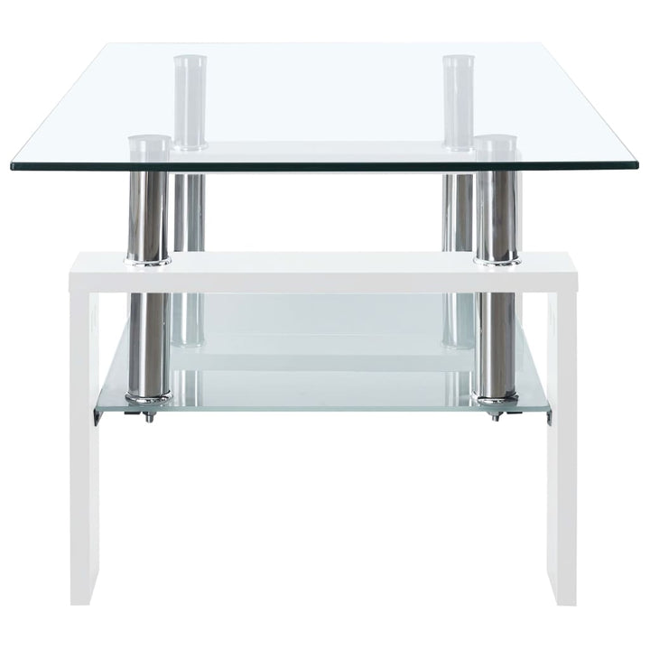 Salontafel 95x55x40 cm gehard glas transparant en wit