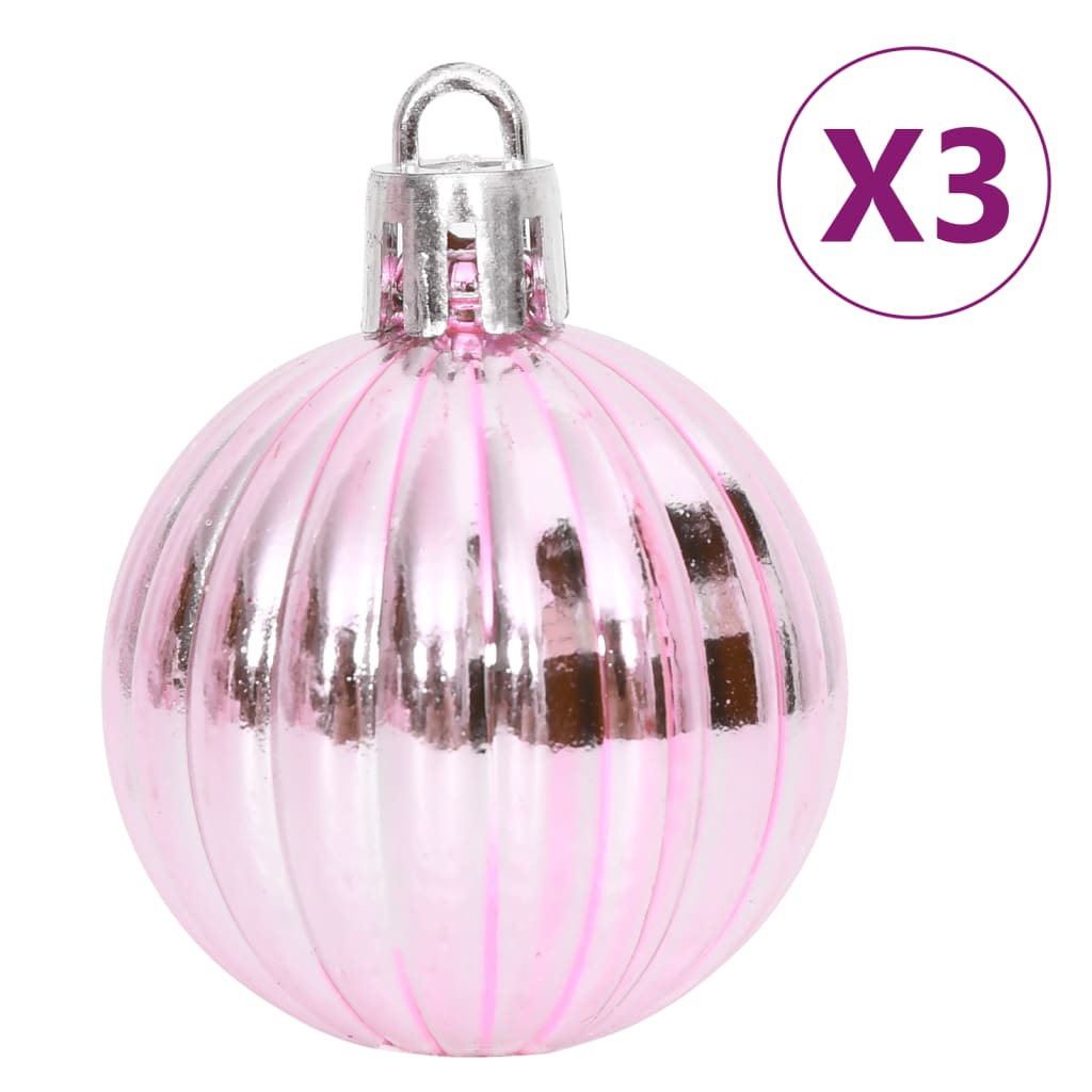 65-delige Kerstballenset roze/rood/wit