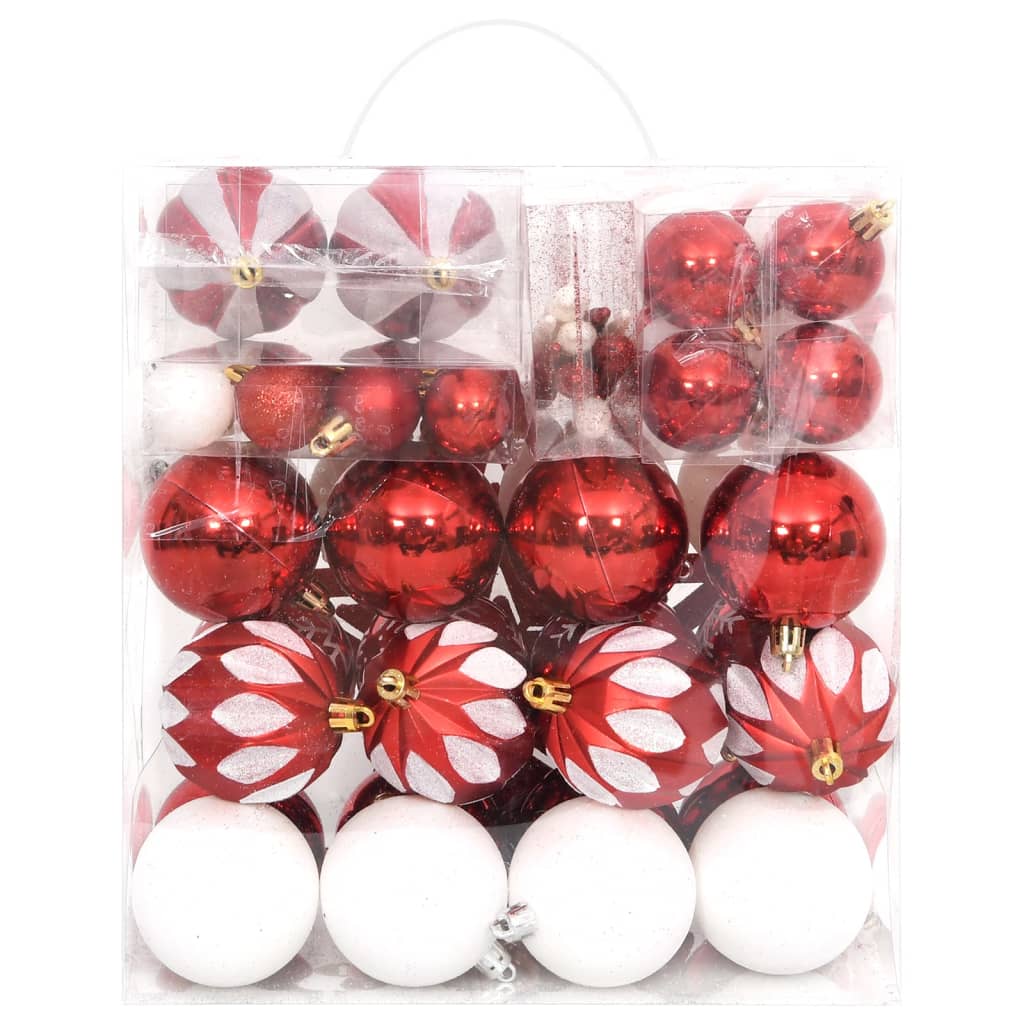 64-delige Kerstballenset rood en wit
