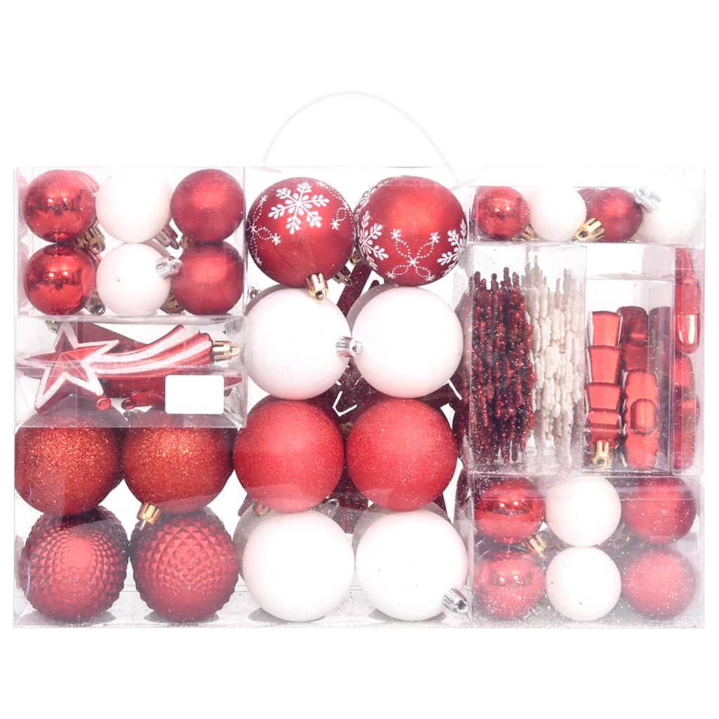 108-delige Kerstballenset rood en wit