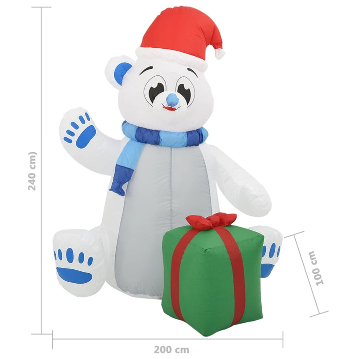 Kerstfiguur ijsbeer opblaasbaar LED binnen en buiten 2,4 m